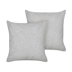 Beliani Lot de 2 coussins LEUZEA Bouclé 45 x 45 cm Unicolore Gris