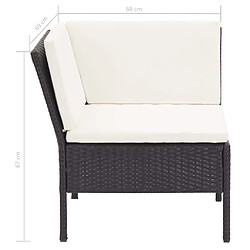 vidaXL Salon de jardin 8 pcs avec coussins résine tressée noir pas cher