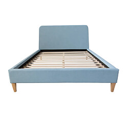 Homestyle4U Lit rembourre en tissu bleu 140 x 200