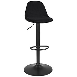 Alterego Tabouret réglable 'FINLEY' en velours noir et pied en métal noir FINLEY