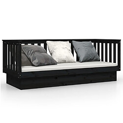 vidaXL Lit de jour sans matelas noir 75x190 cm bois de pin massif