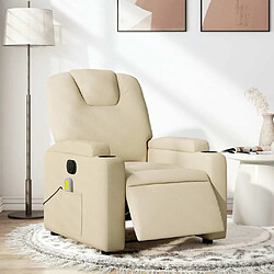 Maison Chic Fauteuil Relax pour salon, Fauteuil inclinable de massage électrique crème tissu -GKD48421