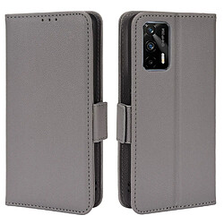 Etui en PU texture litchi, antichoc avec support, gris pour votre Realme GT Neo2T/GT 5G/GT Neo 5G/Q3 Pro 5G