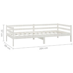 vidaXL Lit de jour sans matelas blanc 90x200 cm bois de pin massif pas cher