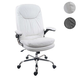 Mendler Chaise de bureau HWC-F81 fauteuil directorial pivotant, ressorts en spirale, similicuir ~ blanc