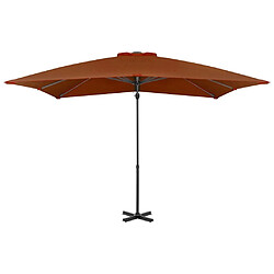 Maison Chic Parasol Jardin | Parasol déporté avec mat en aluminium Terre cuite 250x250 cm - GKD92885