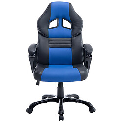 Decoshop26 Fauteuil de bureau gaming sur roulettes mécanisme d'inclinaison en PVC noir / bleu et plastique 10_0002596