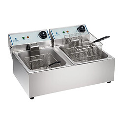 Helloshop26 Friteuse acier inox 2 bacs 10 litres cuve amovible professionnelle 3614010 