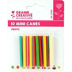 Graines Creatives 10 mini canes pâte polymère à trancher 5 x 0,5 cm - Fruits