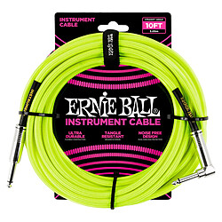 6080 Jack-Jack coudé 3 M jaune fluo Ernie Ball