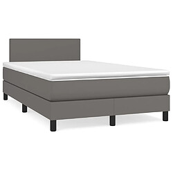 Maison Chic Lit adulte- Lit + matelas,Sommier à lattes de lit avec matelas gris 120x190 cm similicuir -GKD59715