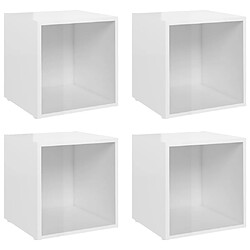 Maison Chic Meubles TV 4 pcs pour salon Blanc brillant 37x35x37 cm Aggloméré -MN47167