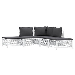 Avis Maison Chic Salon de jardin 5 pcs avec coussins - Table et chaises d'extérieur - Mobilier/Meubles de jardin Moderne blanc acier -MN33116