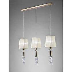 Luminaire Center Suspension Tiffany 3+3 Ampoules E27+G9 Line, doré avec Abat jour crèmes & cristal transaparent