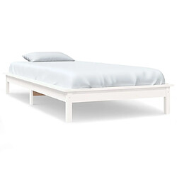 vidaXL Cadre de lit sans matelas blanc 90x200 cm bois massif