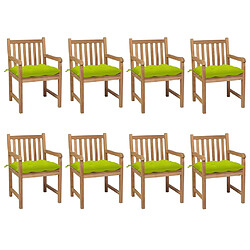 Maison Chic Lot de 8 Chaises de jardin avec coussins | Fauteuil chaises d'extérieur vert vif Teck solide -GKD56950