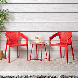 Homestyle4U Lot de 4 chaises jardin en rouge