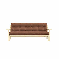 Inside 75 Canapé convertible futon UNWIND pin naturel coloris brun argile 130 x 190 cm.