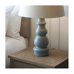 Endon Lampe de table haute Base & Shade, vernis gris bleu, plaque de nickel satiné et tissu en lin ivoire pas cher