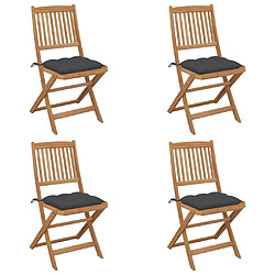 Maison Chic Lot de 4 Chaises pliables de jardin avec coussins - Fauteuil d'extérieur Bois d'acacia -MN68106