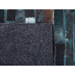 Beliani Tapis en cuir marron et bleu 140 x 200 cm KISIR pas cher