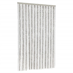 vidaXL Rideau anti-mouches gris clair et blanc 118x220 cm chenille