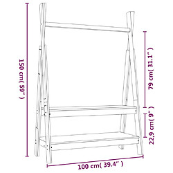 vidaXL Porte-vêtements Blanc 100x45,5x150 cm Bois de pin massif pas cher