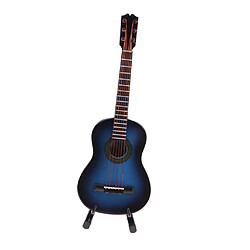 instrument de musique fait main maison de poupée modèle de guitare en bois 1/8 échelle bleu