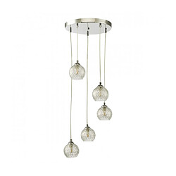 Luminaire Center Suspension Federico Chrome poli,verre 5 ampoules 150cm