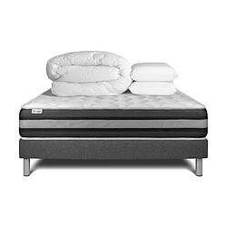 VITALIT Pack prêt à dormir VITALSPRING ZEN 140 x 190 cm sommier Kit gris