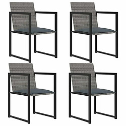 Maison Chic Mobilier à dîner 5 pcs de jardin avec coussins - Ensemble table et chaises d'extérieur - Salon/Mobilier de jardin classique Résine tressée Gris -MN58107