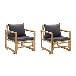 Maison Chic Lot de 2 Chaises de jardin,Fauteuil d'extérieur avec coussins Bambou -MN27377