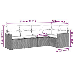 vidaXL Salon de jardin 5 pcs avec coussins noir résine tressée pas cher