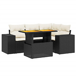 Maison Chic Ensemble de 5 Tables et chaises d'extérieur avec coussins,Salon de jardin noir résine tressée -GKD747356