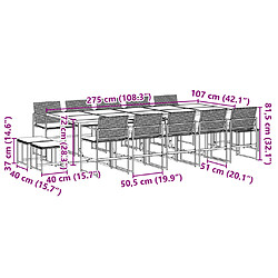 vidaXL Ensemble à manger de jardin 15 pcs coussins noir résine tressée pas cher