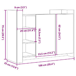 vidaXL Buffet chêne fumé 100x35x75 cm bois d'ingénierie pas cher