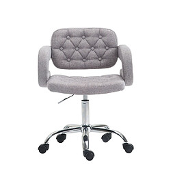 Decoshop26 Chaise de bureau réglable en hauteur pivotante dossier capitonné et accoudoir moderne en tissu gris BUR10429