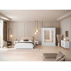 Dansmamaison Chambre complète 160x200 Blanc brillant/Or - NAHESA