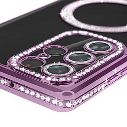 Avis Avizar Coque Diamant pour Samsung Galaxy S22 Ultra MagSafe Contour Strass Violet