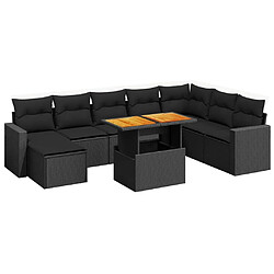 Maison Chic Ensemble Tables et chaises d'extérieur 9 pcs avec coussins,Salon de jardin noir résine tressée -GKD813889