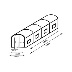 Avis Vente-Unique Serre tunnel avec structure en acier galvanisé et porte 9 m² - L200 x l450 x H200 cm - ALOCASIA