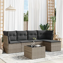 Maison Chic Salon de jardin 6 pcs avec coussins | Ensemble de Table et chaises | Mobilier d'Extérieur gris résine tressée -GKD78203