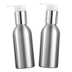 Avis 2x Bouteilles De Pompe De Shampooing De Maquillage Vides Contenants En Aluminium De Lotion Crème 120 Ml