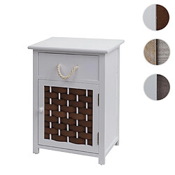 Mendler Commode HWC-K83, armoire à tiroirs, bois 55x39,5x28,5cm ~ blanc, poly rotin brun