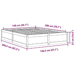 Vidaxl Cadre de lit 140x200 cm bois de pin massif pas cher