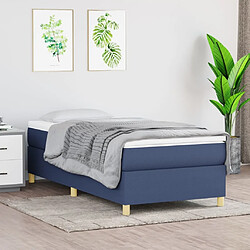 Maison Chic Structures de lit + matelas,Lit à sommier tapissier avec matelas Bleu 90x190 cm Tissu -MN93983