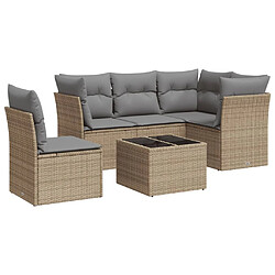 vidaXL Salon de jardin avec coussins 6 pcs beige résine tressée