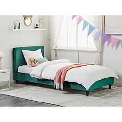 Beliani Lit simple en velours vert foncé 90 x 200 cm FITOU