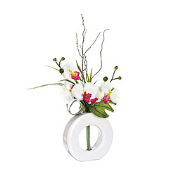 Atmosphera, Createur D'Interieur Composition d'orchidées blanches et roses - vase blanc - Atmosphera