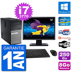 PC Tour Dell 7010 Ecran 19" Intel i7-3770 RAM 8Go Disque 250Go Windows 10 Wifi - Occasion